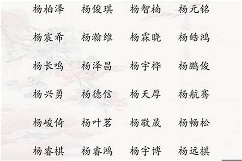 楊 取名|杨姓男孩名字大全